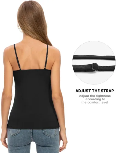 Vista 4 de Rosyline - Camiseta de tirantes con cuello en V para mujer, camisola de encaje ajustable, camiseta interior de tirantes de espagueti, tops