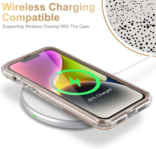 Vista 5 de Esdot Funda para iPhone 14 con Protector de Pantalla Integrado, Funda Resistente de Grado Militar con Diseños de Moda para Mujeres y Niñas, Funda