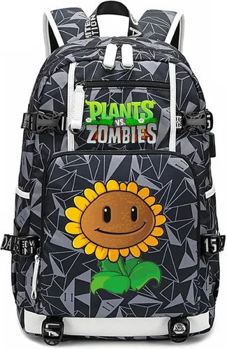 Vista 21 de ISaikoy Game Plants vs. Zombies - Mochila de hombro para libros, mochila escolar, color gris, Gris 15, Mochilas Daypack