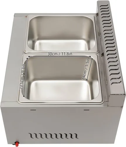 Vista 6 de Freidora de gas de 2 sartenes de 12 litros GLP comercial doble freidora con tapas, freidora de gas de acero inoxidable para encimera, freidora