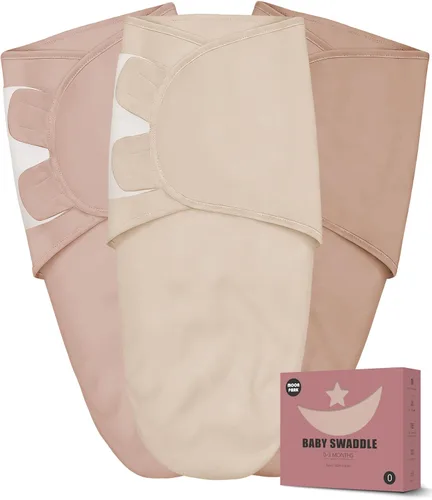 Vista 12 de Manta envolvente para recién nacido de 0 a 3 meses (paquete de 3) – Saco de dormir ajustable para bebé, 100% algodón antisobresalto, suave