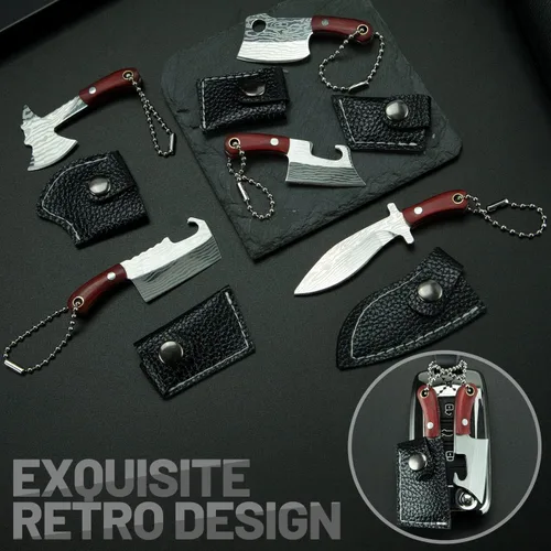 Vista 10 de 5 piezas de mini cuchillo llavero, cuchillos de bolsillo pequeños de chef, lindo colgante de bolsillo pequeño con funda, abridor de paquete