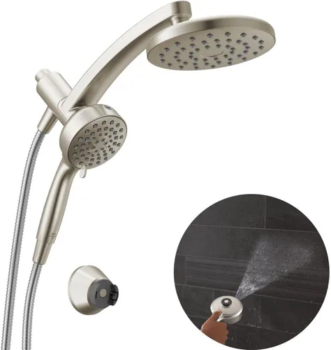 Vista 15 de Delta Cabezal de Ducha Combinado PivotPro 3 en 1 de 6 Ajustes con Rociador ProClean, Cabezal de Ducha Redondo Dorado Cepillado Tipo Lluvia