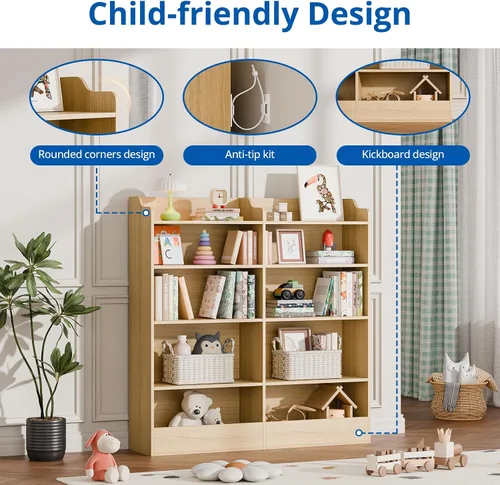 Vista 6 de Cozy Castle Organizador de almacenamiento de juguetes, estantería para niños de 5 niveles, estantería de 10 cubos para niños pequeños, armario