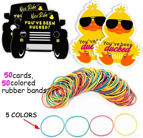 Vista 2 de Etiquetas de pato, You've Been Ducked, lindas etiquetas de pato amarillo y negro para automóvil, tarjeta de juego de patito de pato, tarjeta de pato