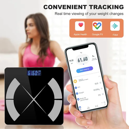 Vista 6 de APP Báscula de grasa corporal Báscula de peso inteligente Báscula corporal Báscula de peso inteligente recargable, báscula de baño digital