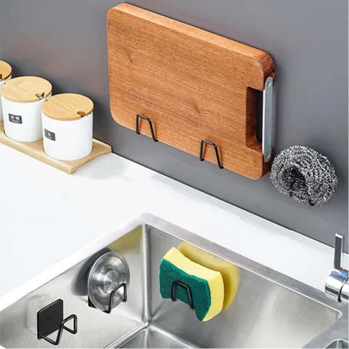 Vista 6 de ESINAM 2 piezas de soportes para esponjas para fregadero de cocina, soporte para esponja pequeño con adhesivo fuerte, organizador de fregadero