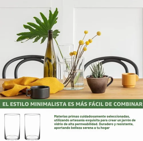 Vista 6 de Jarrón cilíndrico de vidrio de 6 pulgadas de alto para centros de mesa