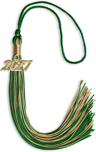 Vista 288 de Endea Graduation - Borla de doble color mixto con fecha dorada (negro/dorado antiguo, 2021)