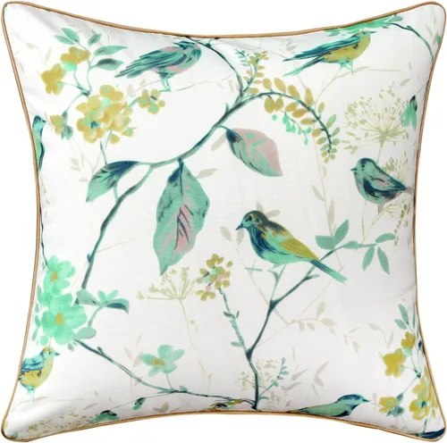 Vista 18 de VOGOL - Funda de almohada texturizada de lino, 18 x 18 pulgadas, estilo granja, para sofá, cama y habitación, con diseño de pájaros y hojas beige