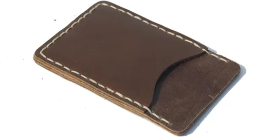 Vista 6 de Handcrafted Front Pocket Card Holder, Leather Minimalist Cardcase, Credit Card Holder, 3 Card Slots Unlined all-cow Pickup Bag