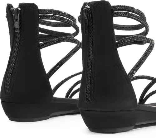 Vista 6 de DREAM PAIRS - Sandalias de plataforma baja para mujer, con correa al tobillo y diamantes de imitación