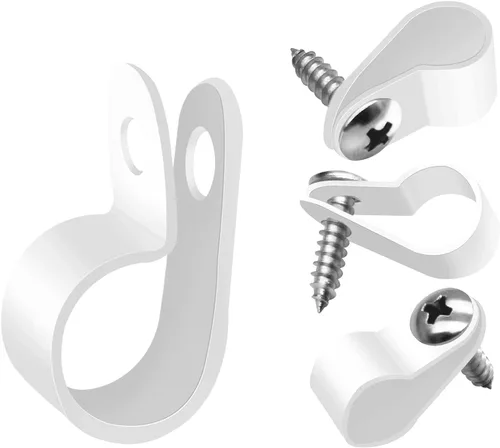 Vista 13 de mankk 50 clips de luz de cuerda de 1/2 pulgada, clips de montaje estilo P, abrazaderas de cable de plástico con cabeza plana de acero inoxidable