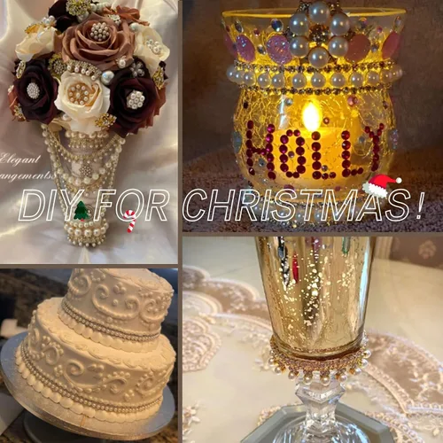 Vista 5 de Jerler Cadena de diamantes de imitación de cristal de 1 yarda, cuentas de perlas incrustadas para decoración de bricolaje y adornos de novia, ideal