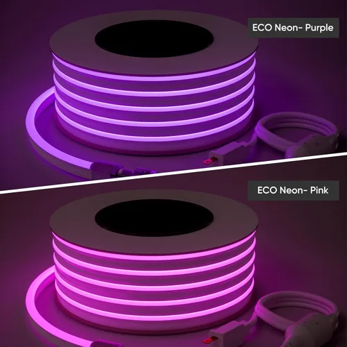 Vista 8 de luces LED de cuerda AC 120V, tira de neón eco de 120LEDs/M sin puntos, conectable y cortable, IP65 impermeable y resistente al clima para el hogar