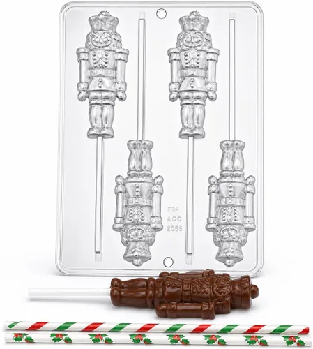 Vista 2 de Molde de caramelo de chocolate con piruletas de cascanueces Navidad 2055