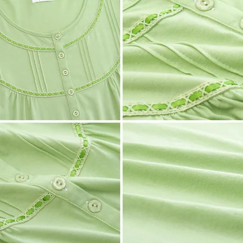 Vista 9 de Keyocean - Camisón de algodón para mujer, suave, cómodo, ligero, manga corta, vestido de casa, ropa de dormir, ropa de sala para verano.