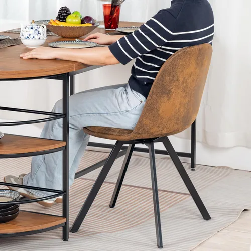Vista 4 de Homy Casa Juego de 4 sillas de comedor tapizadas giratorias, sillas laterales modernas de mediados de siglo con marco de metal para cocina, sala