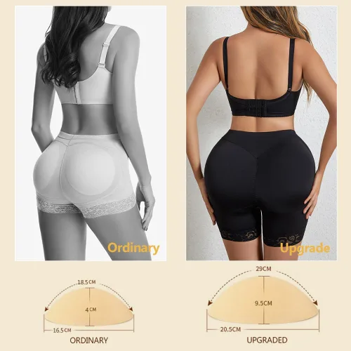 Vista 2 de Bragas de control de encaje con relleno para realzar los glúteos para mujer, sin costuras, más gruesas, falsas