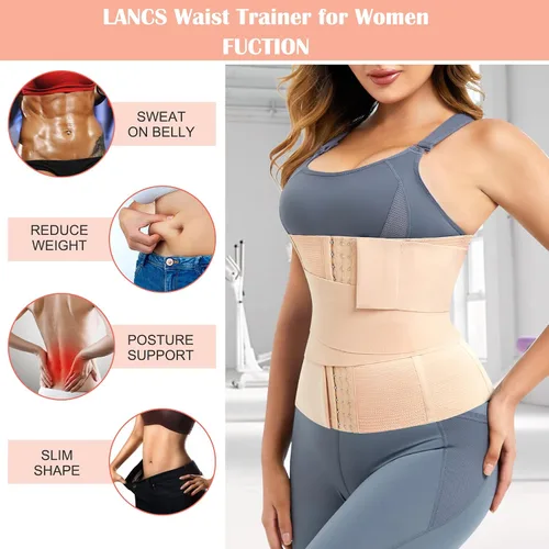 Vista 5 de Entrenador de cintura 2 en 1 para mujer, cintura de grasa del vientre inferior, faja moldeadora de cintura posparto