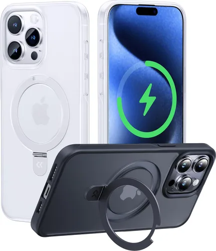 Vista 35 de CASEKOO - Funda diseñada para iPhone 14 Pro con soporte magnético invisible [protección contra caídas de grado militar] [compatible con MagSafe]