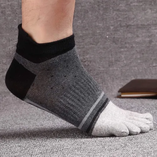 Vista 6 de Calcetines de dedo del pie para hombre, corte bajo, atléticos, de algodón, con 5 dedos divididos, paquete de 6