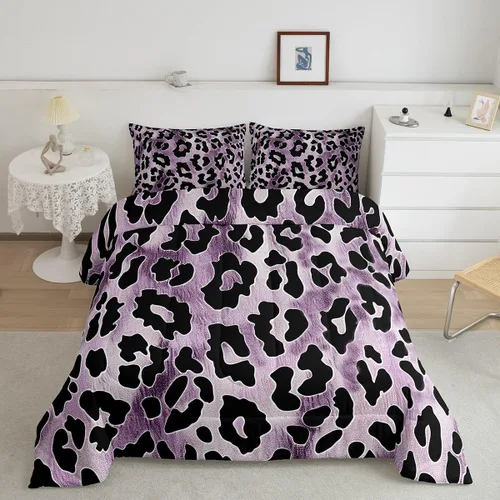 Vista 22 de Juego de ropa de cama individual de piel de cebra, guepardo y leopardo, para niños y adultos, juego de edredón de piel de animales salvajes