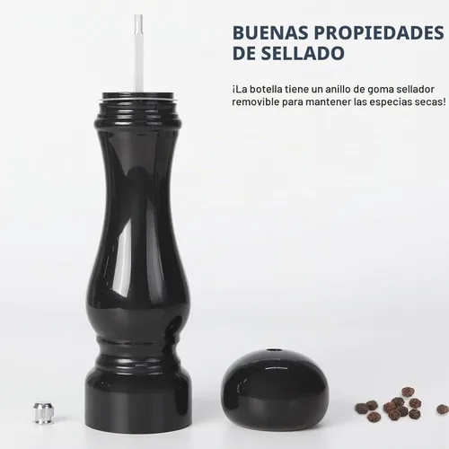 Vista 6 de LHS Molinillo de pimienta, molinillo de sal, molinillo de pimienta arcílica con núcleo de molienda de cerámica ajustable (8 pulgadas, negro)