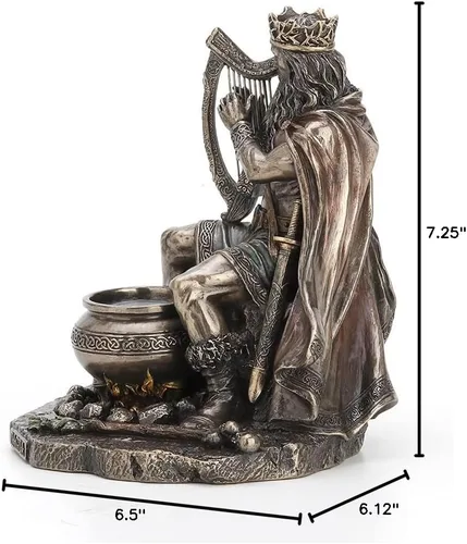Vista 7 de Veronese Design Escultura de resina bronceada fundida en frío de 7 1/4" de alto dios celta Dagda Druida rey de Tuatha de Danann