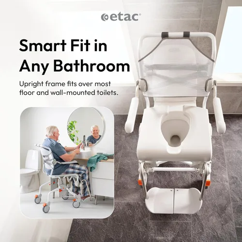 Vista 5 de Etac Swift Mobile-2 Silla de ducha con ruedas para ancianos, 353 libras Blanco