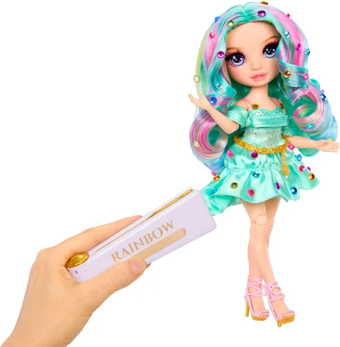 Vista 9 de Rainbow High Be Dazzling Fashion Dolls - Celine Turquesa (Azul Verde) con herramienta Bedazzler y gemas brillantes