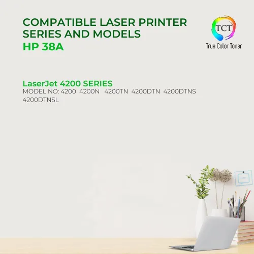 Vista 2 de TCT Cartucho de tóner 38A – Repuesto compatible de alta calidad para impresoras HP 38A Q1338A negro, funciona con impresoras HP LaserJet 4200 4200N
