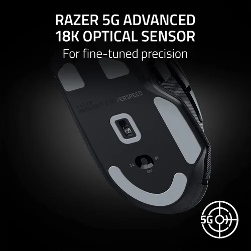 Vista 5 de Razer Basilisk V3 X HyperSpeed Ratón Inalámbrico Personalizable para Juegos: Interruptores Mecánicos Gen-2-5G Sensor Óptico Avanzado 18K - Chroma
