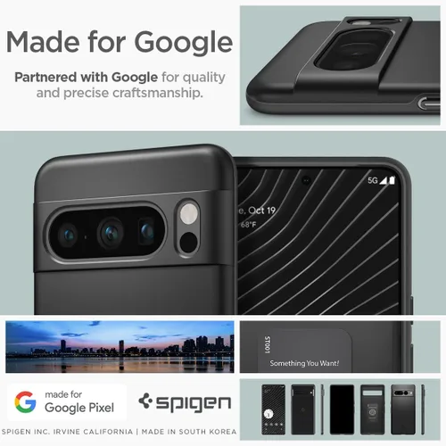 Vista 7 de Spigen Funda fina diseñada para Pixel 8 Pro (2023) [protección de grado militar] - Negro