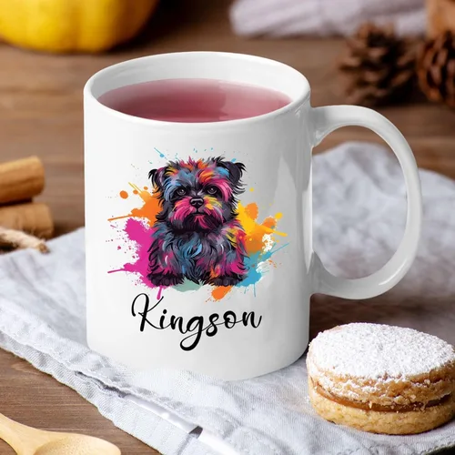 Vista 3 de Affenpinscher - Taza de café con nombre personalizado, regalo para perro, papá, perro, mamá, taza de cerámica blanca personalizada Affenpinscher