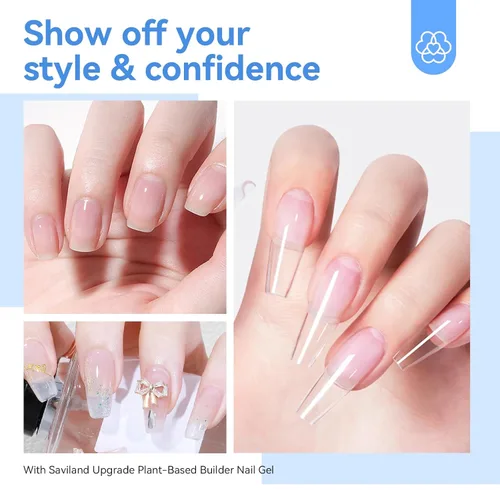 Vista 7 de SAVILAND Clear Builder - Kit de gel para uñas base y aceite de ricino, vitamina E