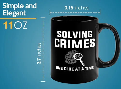 Vista 6 de Taza de café de detective de 11 onzas, color negro, resolución de crímenes, uno, oficial de policía, policía, patrulla, detective, policía, policía