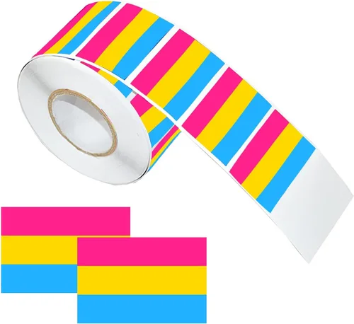 Vista 5 de LGBTQ - Calcomanías de orgullo, rectangulares de seis colores, arco iris, calcomanías autoadhesivas impermeables para desfiles y eventos