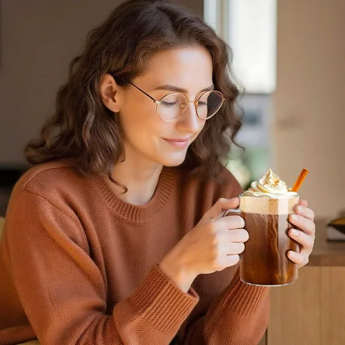 Vista 6 de ecooe - Juego de 4 tazas de café de vidrio borosilicato de 16 onzas con Transparente