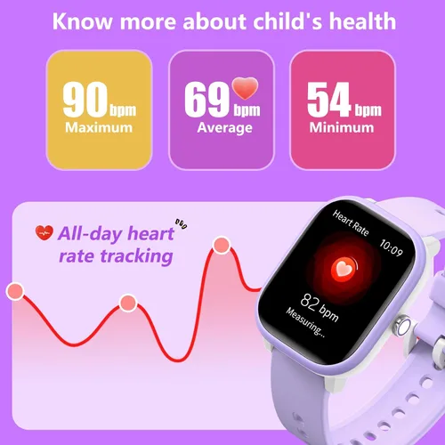 Vista 7 de Wach - Reloj inteligente para niños de 6 a 15 años, monitor de actividad física de 1.8 pulgadas, no necesita teléfono, podómetro, monitor de sueño