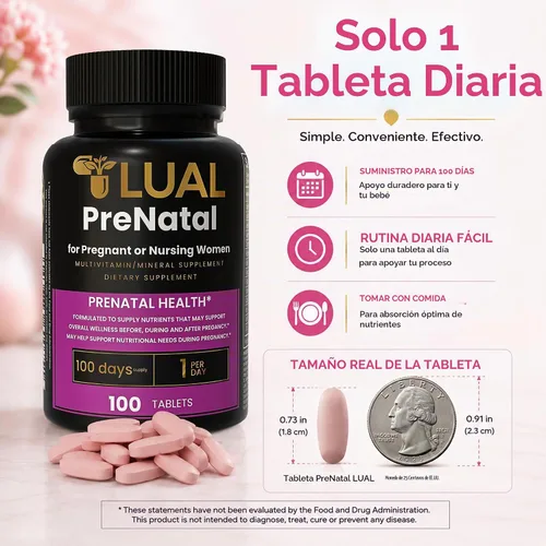 Vista 8 de LUAL Vitaminas prenatales para mujeres con hierro • Multivitamínico