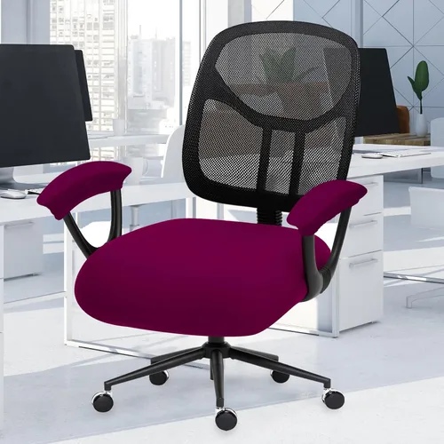 Vista 13 de Fundas elásticas resistentes al agua para sillas de computadora - Protectores lavables para respaldo giratorio y asiento para mascotas - Negro
