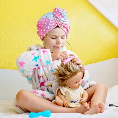 Vista 8 de Toalla de microfibra para el pelo para niños y niñas, ultra Galaxia&Multicolor-Normal-Paquete de 2