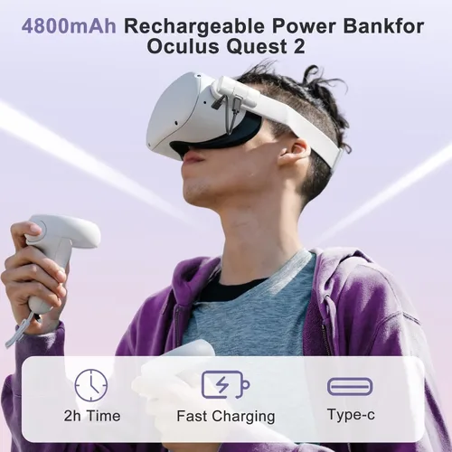 Vista 7 de 4800mAh Extended 2 Hours Playtime for Oculus Quest 2 Zanpolin 4800mAh Pocket Power Bank for OculusMeta Quest 2 and Quest Elite Strap Type-C Phone