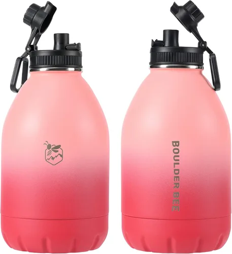 Vista 7 de Boulder Bee Botellas de agua aisladas de 64 onzas Acero inoxidable para bebidas frías y calientes Botella de agua de gimnasio de doble pared
