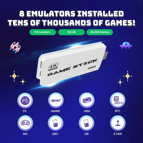 Vista 5 de Boltz Retro Stick Gaming Stick – Retro Gaming Console with 40,000+ Classic Video Games, 9 Emulators, 128GB Storage, Plug & Play 4K HDMI Output