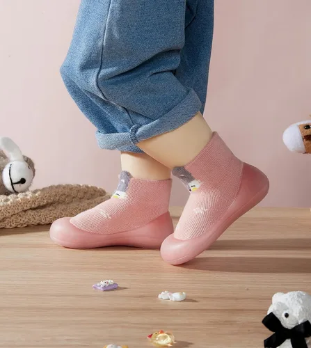 Vista 5 de SEBELLST Zapatos de calcetín para niña, suela de goma, antideslizantes, para interiores, zapatos de piso para primeros pasos, suela suave