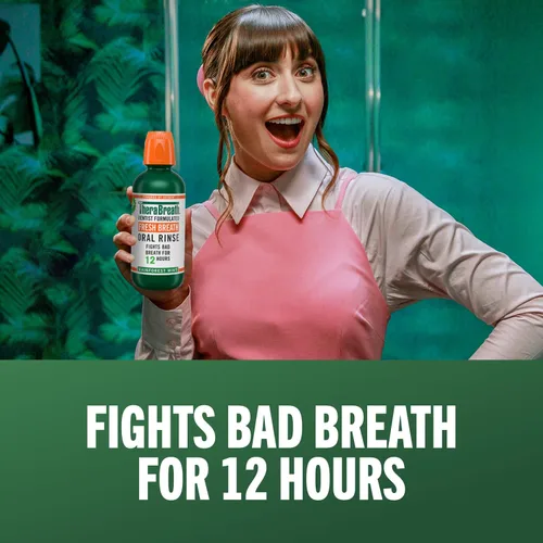 Vista 5 de TheraBreath - Enjuague bucal con aliento fresco, menta de bosque lluvioso, 33.8 onzas Sin alcohol, combate el mal aliento