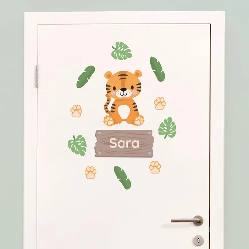 Vista 19 de Calcomanías de puerta personalizadas para habitación de niños, calcomanías de pared con nombre personalizado para decoración de habitación de bebés