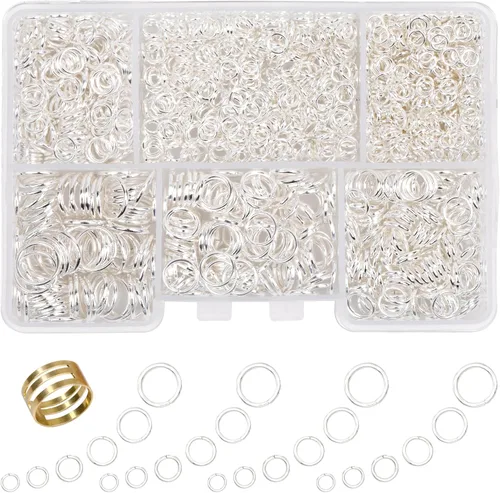 Vista 12 de 1400 anillos de salto de tamaño mixto para fabricación de joyas, llaveros, reparación de collares y manualidades de bricolaje, 0.157 in, 0.236 in